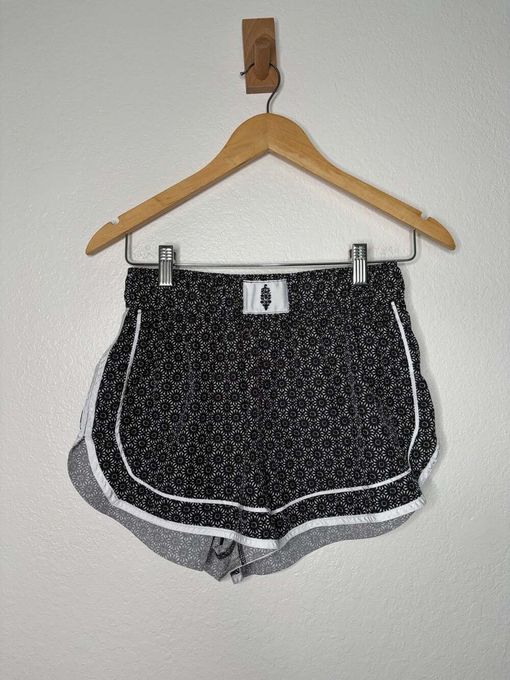 Free People Movement Varsity Blues Shorts in Black and White Size Small